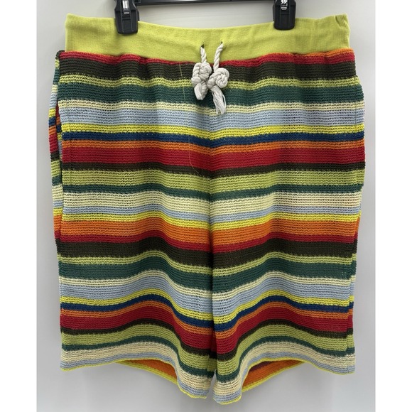 The Rainbow Stitch Stripe Crochet Look Mesh‎ Lined Short Sz XL Swim ? - Picture 2 of 11